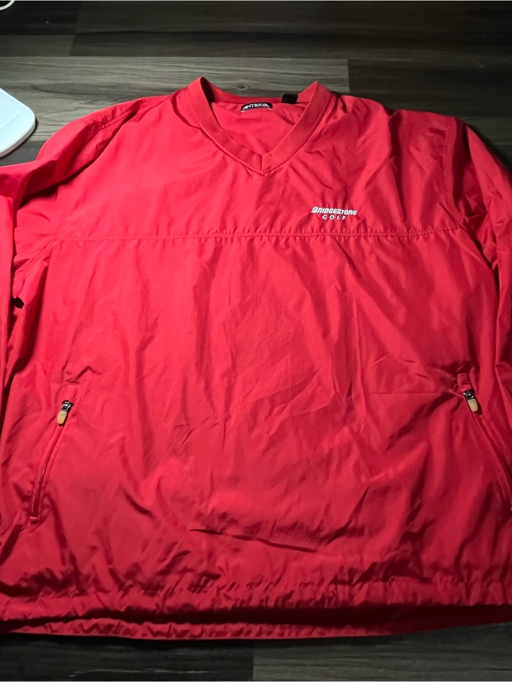 Antigua Red Bridgestone Golf Windbreaker Pullover Men’s Size XL (See Description